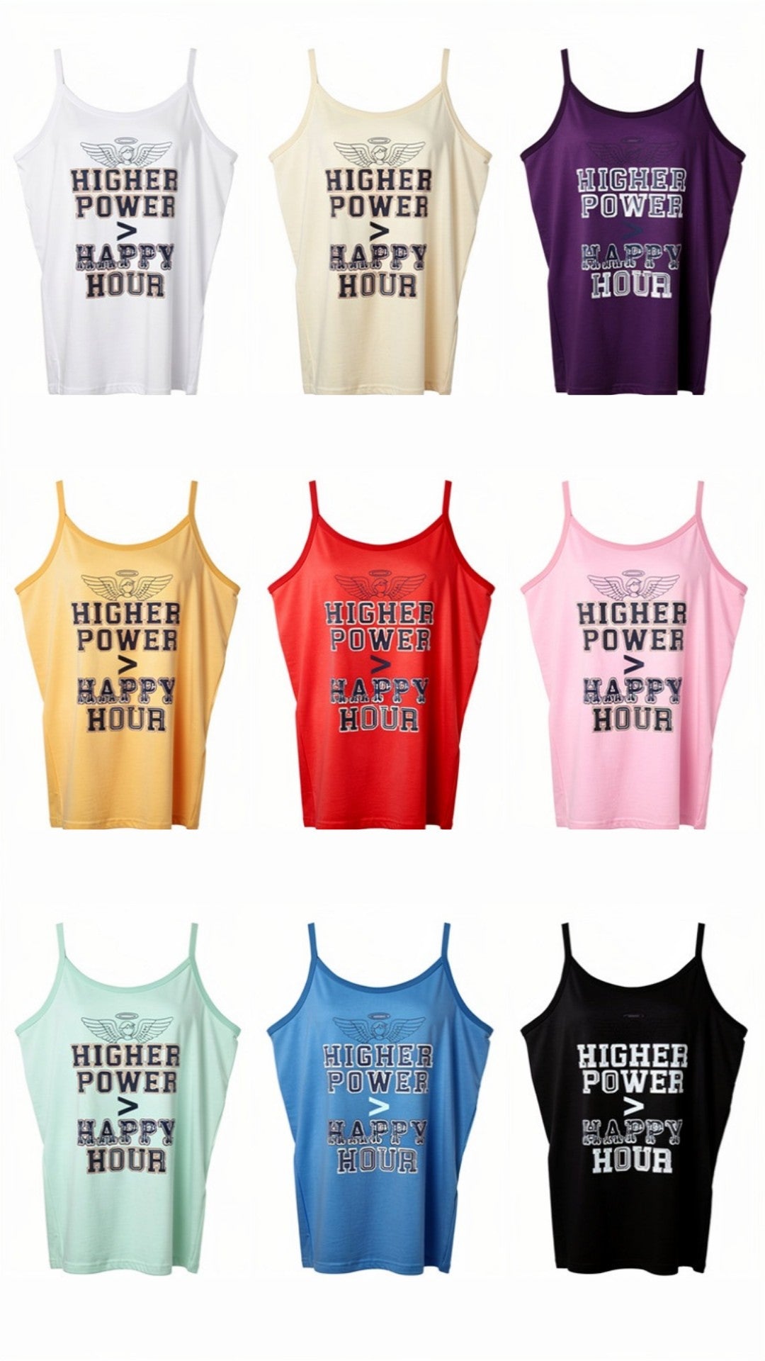 Higher power > Happy Hour spaghetti strap and halter top